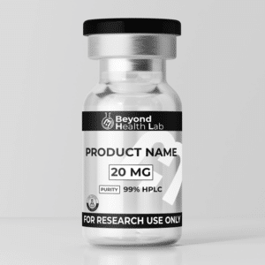 Vial de vidrio con polvo liofilizado, etiqueta Beyond Health Lab, 99% HPLC — Hormone Beast Stack investigación metabólica